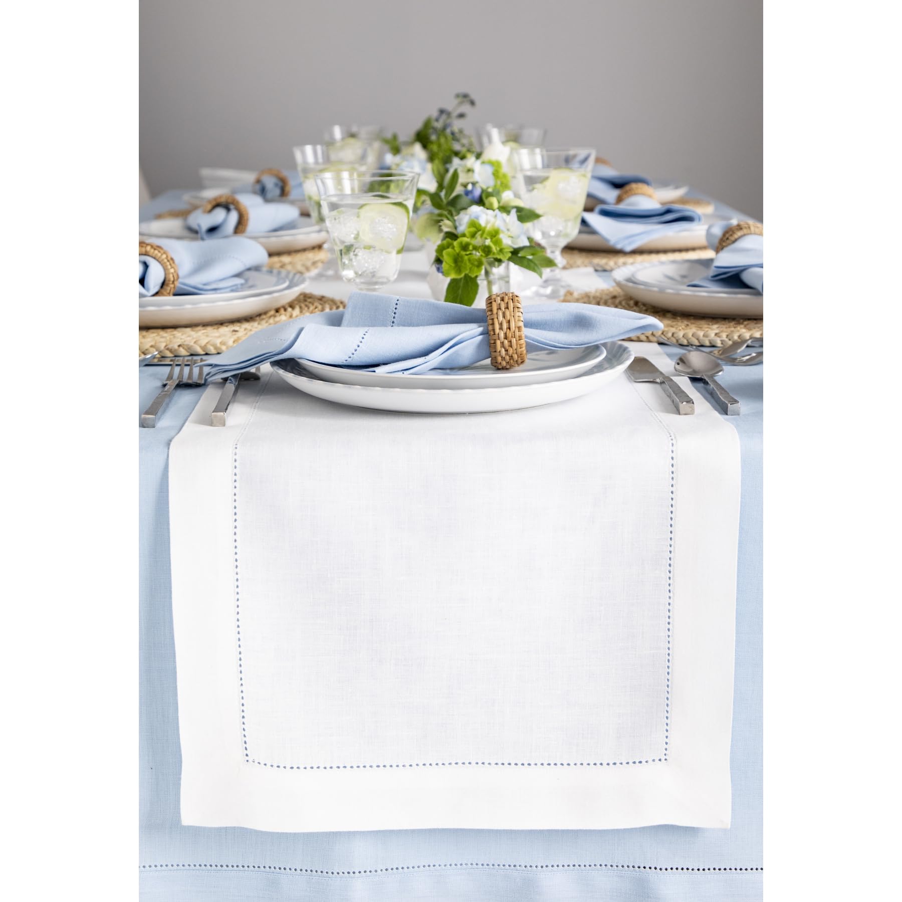 Solino Home Pure Linen Table Runner – White 14 x 90 Inch – 100% Linen Fabric Cla