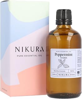 Nikura Peppermint Essential Oil (Arvensis) - 100ml | Perfect for Repelling Spiders, Rats, Mice, Bugs, Ants | Great for Hair, Headaches Relief, Energy Boost, Skin, Candle Making | Vegan & UK Made