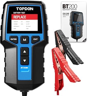TOPDON BT200 12V 24V Car Battery Tester, Charging Cranking System Tester | 100-2000CCA Automotive Alternator Tester, Load Tester, Digital Auto Battery Analyzer for Car Truck Motorcycle ATV Boat Yacht