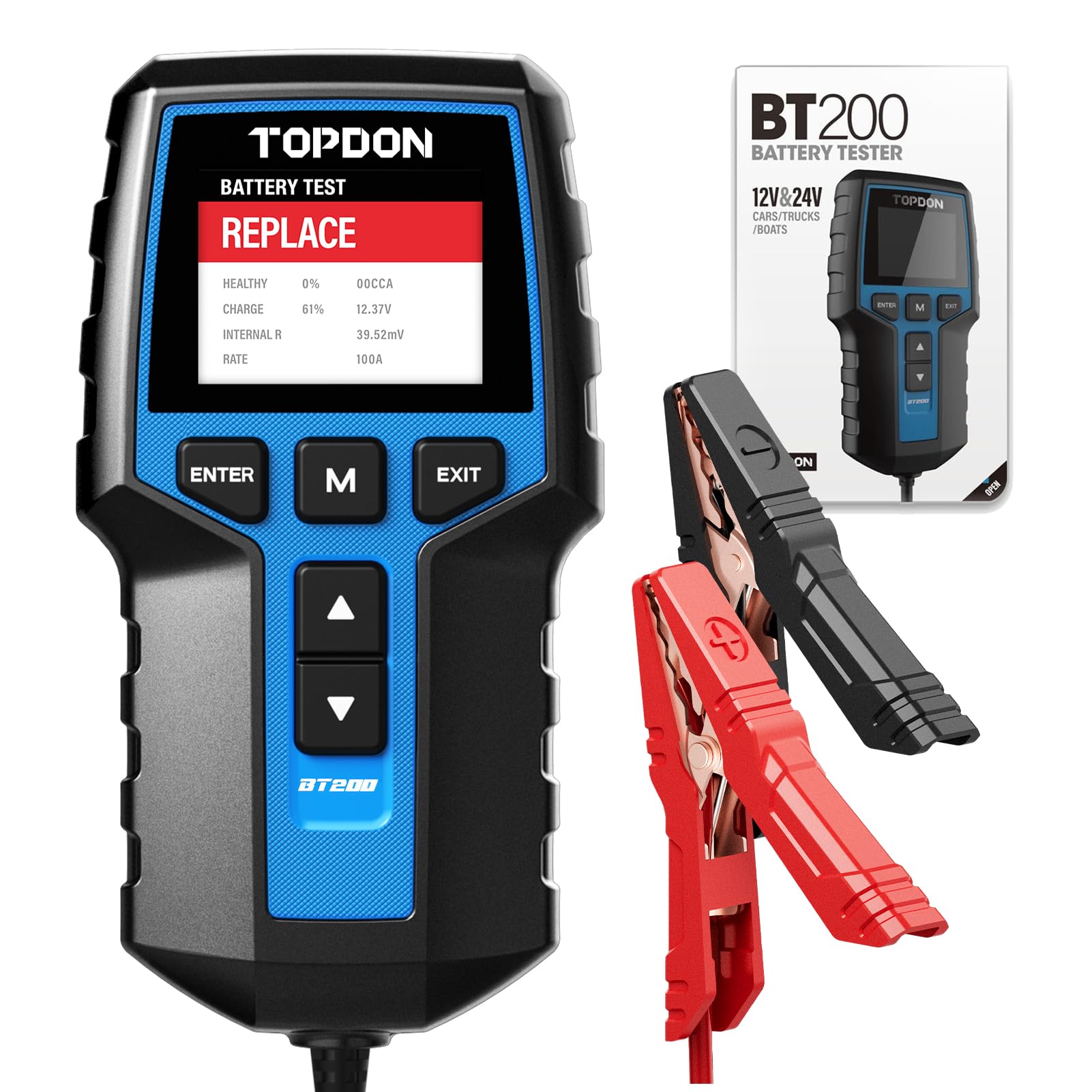 TOPDON BT200 12V 24V Car Battery Tester, Charging Cranking System Tester | 100-2