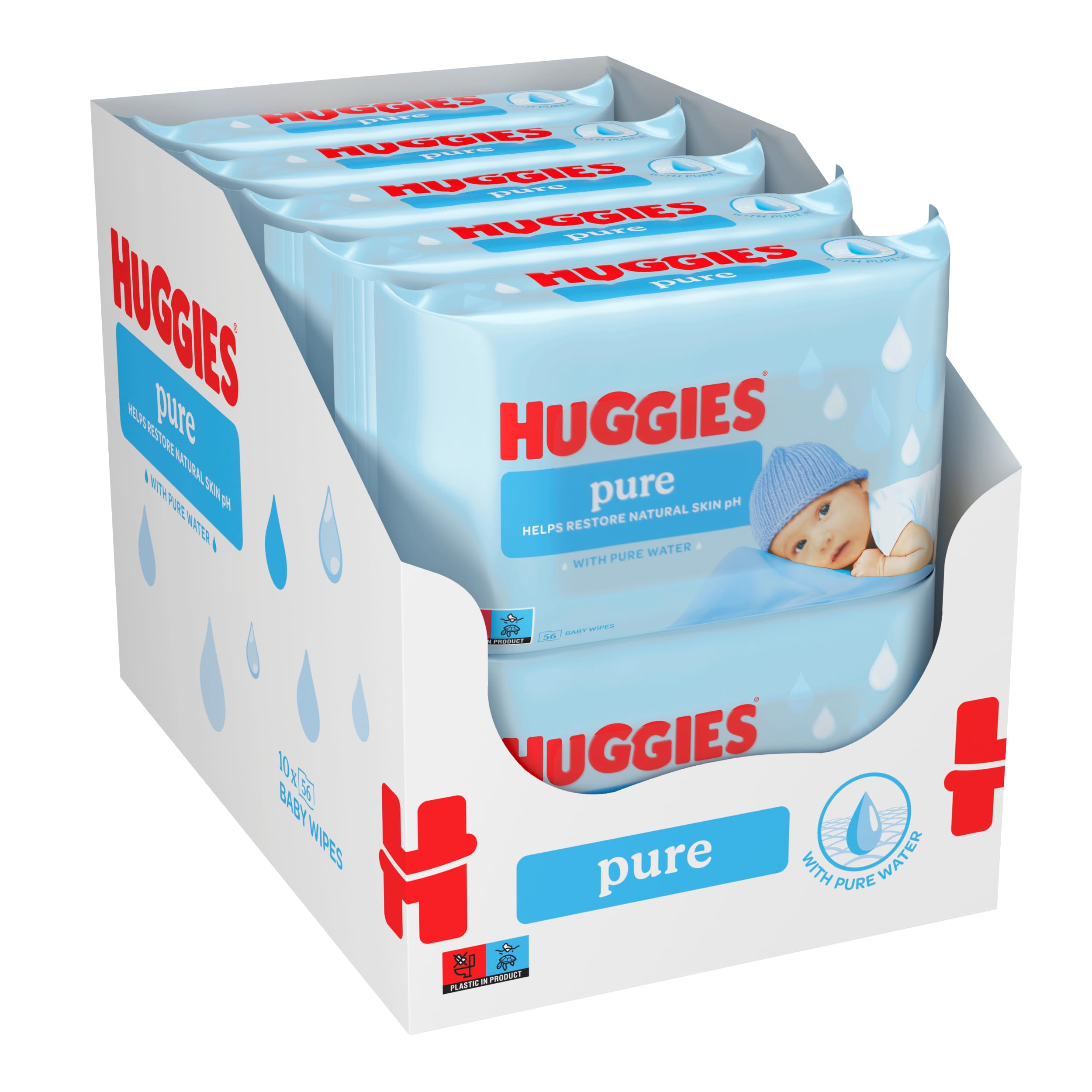 Huggies Pure Baby Wipes, 99% Pure Water, 18 Packs of 56, Total 1008 Wipes, Packa
