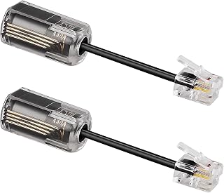 Uvital 2 Pack Telephone Cord Detangler, 360° Rotating Anti-Tangle, Black | 360° Auto-Rotating Swivel Stops Tangled Cord, RJ9 Compatible, Gold Contacts, Phone Cord Detangler for Desk Phone, Office Home