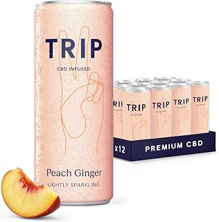 TRIP Sparkling Drink, Low Calorie, Vegan, Peach Ginger, 12 pack
