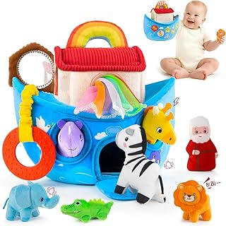 Baby Toys 6-12 Months - Noah's Ark Toy with Stuffed Animals, Baptism Gifts | Montessori Toys for 6 Month Old Babies Sensory Tissue Box Toy for 1 Year Old Boys Girls Christmas Birthday Gift