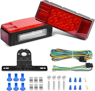 Nilight 2PCS Rectangular Submersible LED Trailer Light Kit,IP68 Waterproof | Low profile stop turn tail signal lights with side marker for 12V utility boat camper RV Trucks Marine Snowmobile