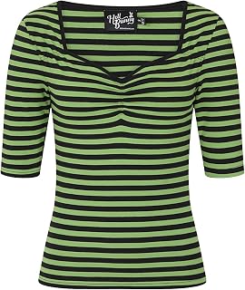 Hell Bunny Warlock Striped Punk Retro Jersey Top