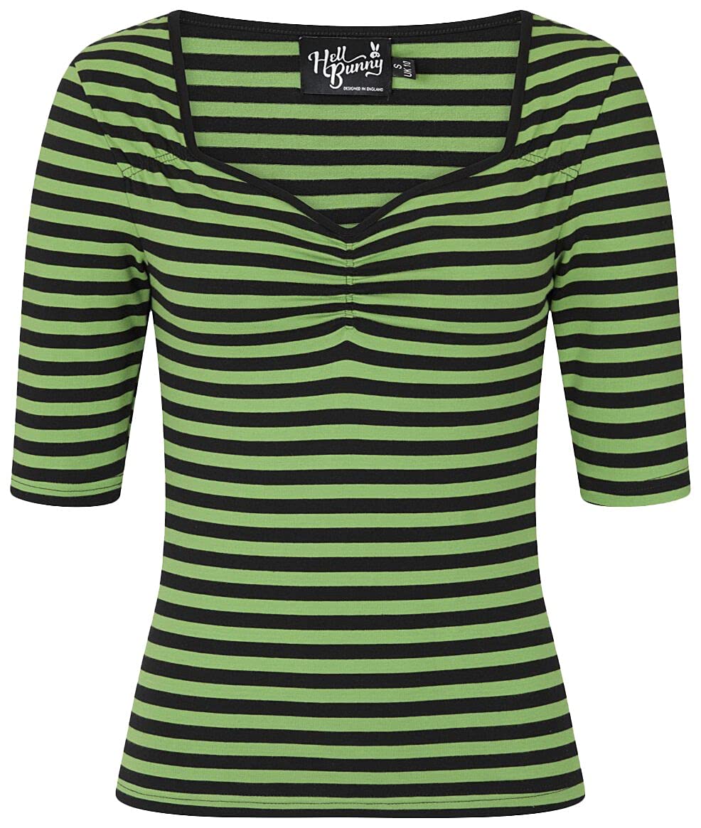 Hell Bunny Warlock Striped Punk Retro Jersey Top