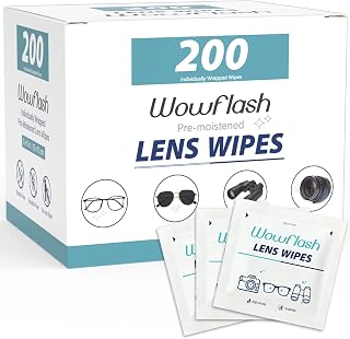 200 Count Pre-Moistened Lens Wipes for Eyeglasses | Individually Wrapped Sracth-Free Streak-Free Eyeglass Lens Cleaning Wipes, Cleaner Wipes for Sunglass, Camera Lens, Goggles