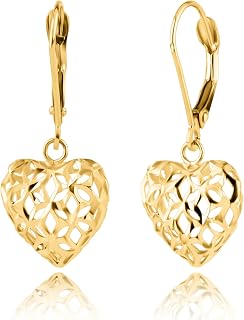 14K Filigree Gold Earrings for Women | Gold Dangle Earrings with Secure Leverback | Hypoallergenic and Lightweight Drop Earrings for Women by MAX + STONE