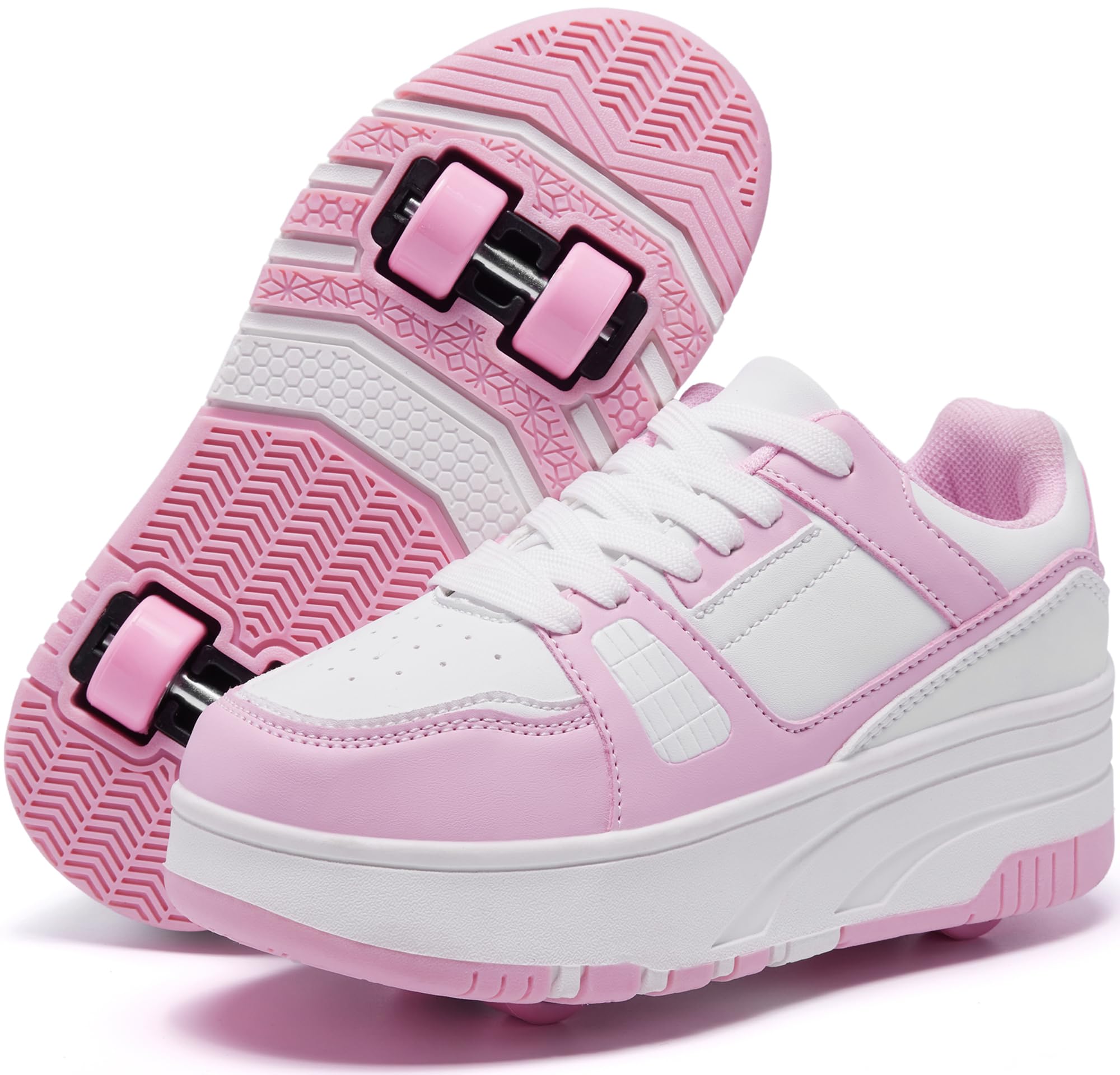 ANEFUN Roller Skate Shoes for Kids Girls Boys Detachable Wheeled Fashion Sneaker