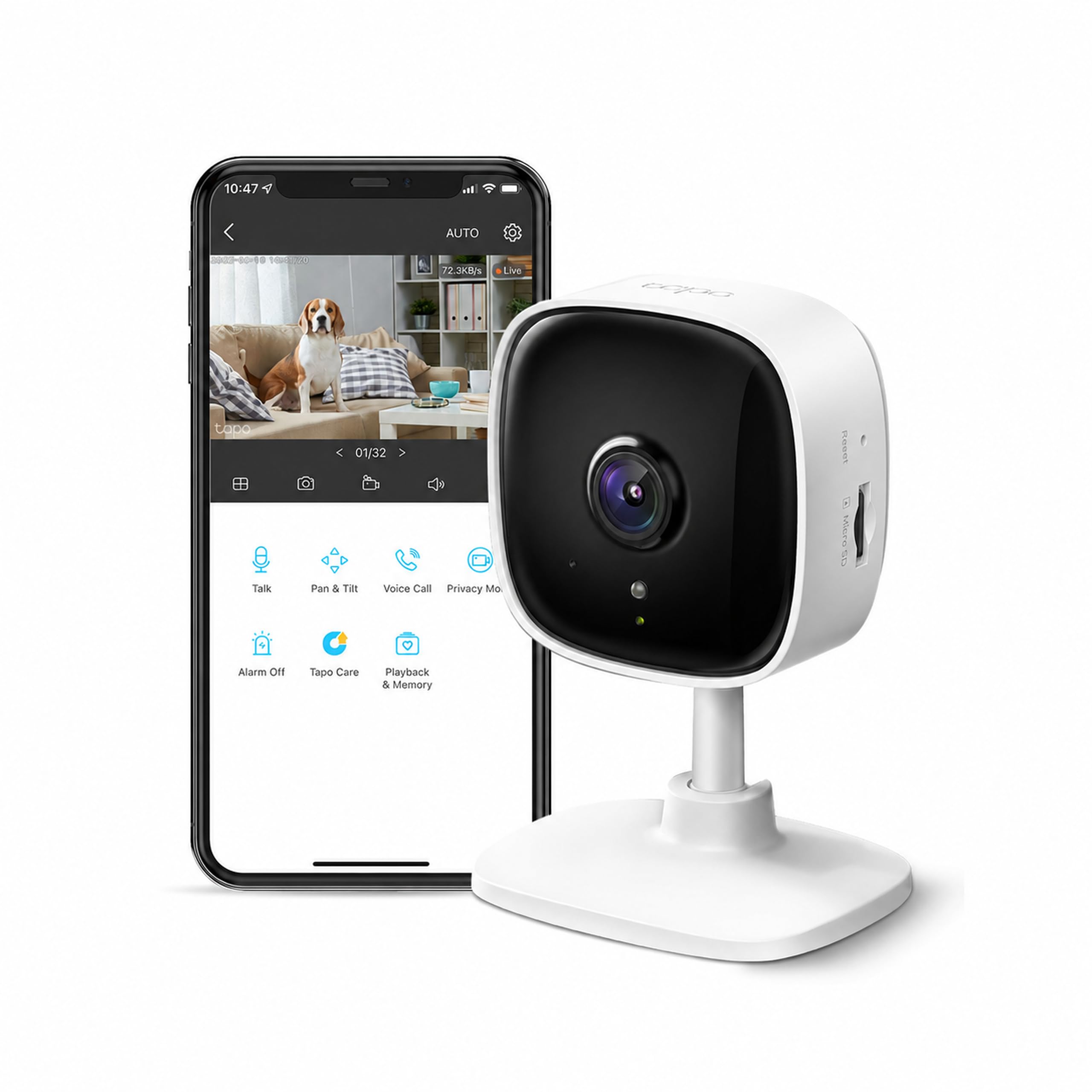 Tapo 1080P Indoor Security Camera, Baby Monitor, Dog Camera, Wired, C100 | Motio