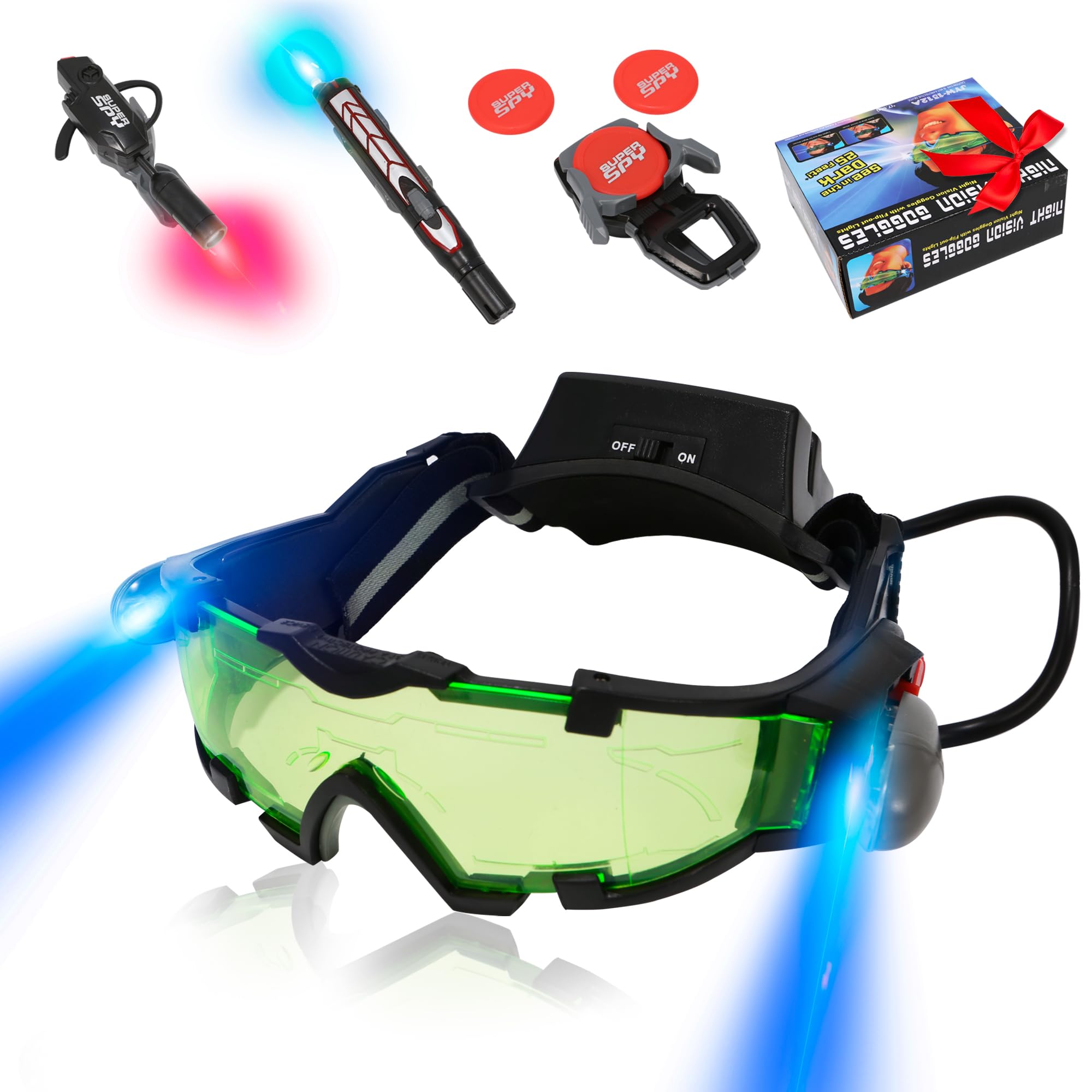 YIYIOOTH Kids Night Vision Goggles Spy Kit, 4 Pcs Spy Gear Toys Set, Cool Night 