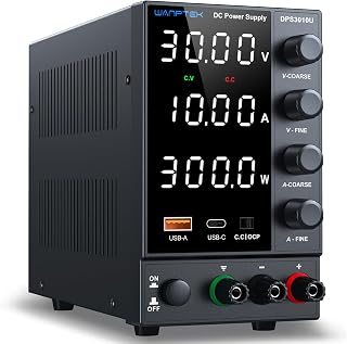 DC Power Supply Variable 0-30V 0-10A, Adjustable Switching Regulated Bench Power Supply with Encoder Coarse & Fine Knob, 3.6A USB & Type-C Quick-Charge, OCP Overcurrent Protection