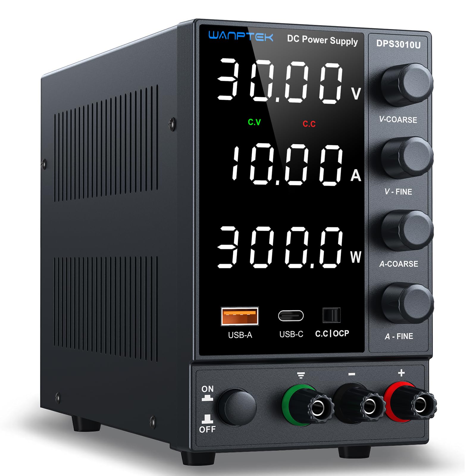 DC Power Supply Variable 0-30V 0-10A, Adjustable Switching Regulated Bench Power