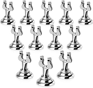 New Star Foodservice Triton Harp Clip Place Card Holder, Silver | 1.5 Inch, Set of 12, Style Table Number Holder