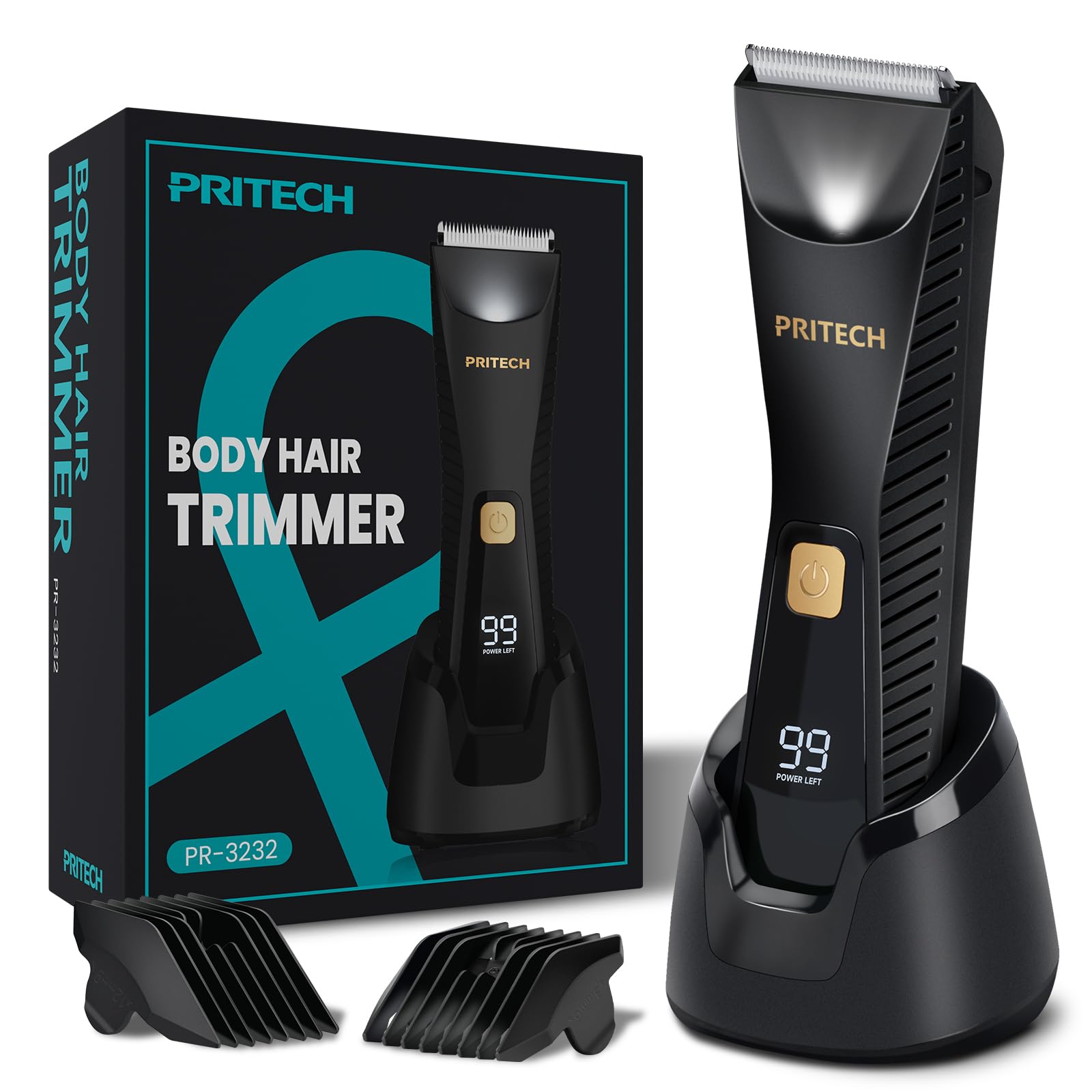 PRITECH Manscape Body Hair Trimmer - Waterproof Pubic Hair Ball Trimmer, Ceramic