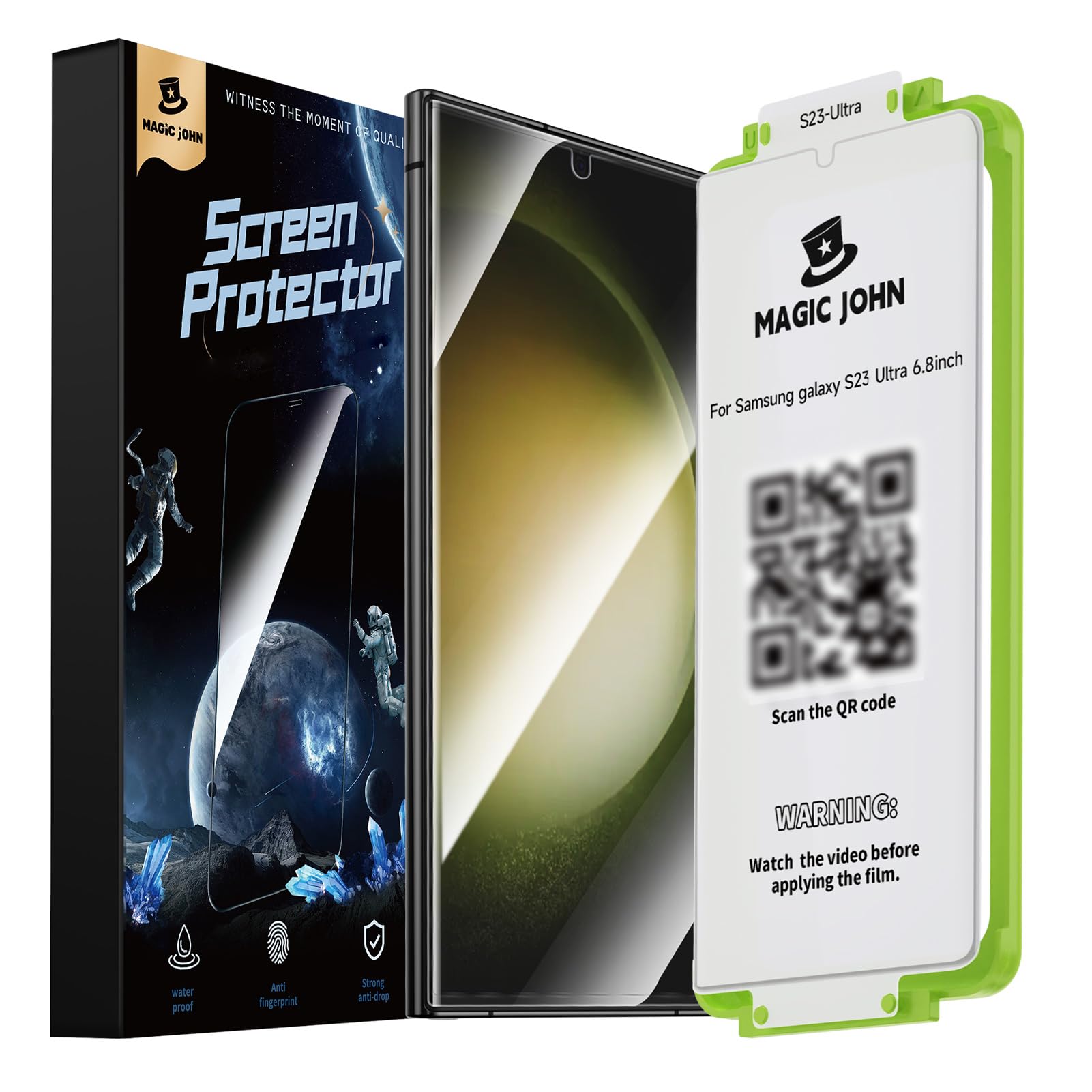 MAGIC JOHN 2 Pack for Samsung Galaxy S23 Ultra Screen Protector, 6.8 inch
