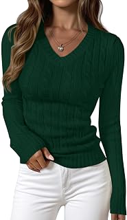 PRETTYGARDEN Maglione da Donna con Scollo a V e Maglia a Treccia, Sciancrata