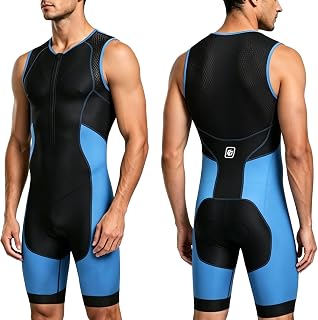 Triathlon Suits Mens One-Piece Sleeveless Trisuits Skin Wet Suit for Running Cycling Swimming