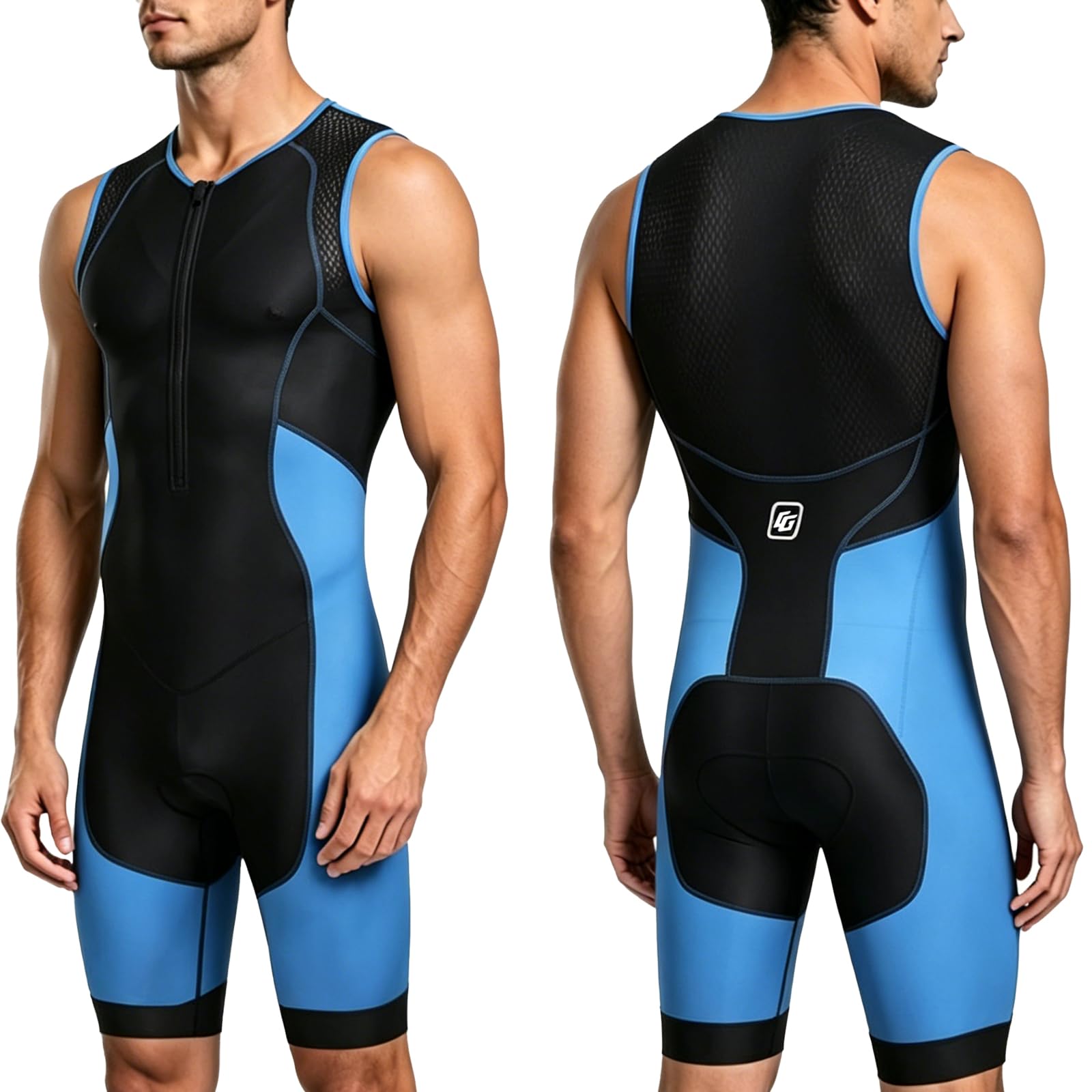 Triathlon Suits Mens One-Piece Sleeveless Trisuits Skin Wet Suit for Running Cyc