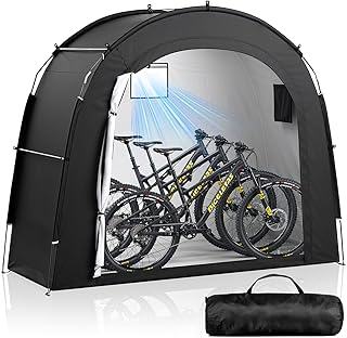 Housolution Bike Storage Tent Shed for 3Bikes, Outdoor Portable Bike Cover | 210D Oxford Thick PU4000 Waterproof with Ventilated Window, Bike Tent Fit for Bicycle, Lawn Mower, Garden Tools