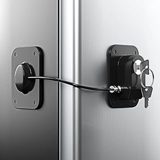 RORMGO Refrigerator Lock 2 Packs, Fridge Lock with Silicone Wire Protection Fridge Locks for Kids Easy to Use and Install Cabinet Locks with Key, Black