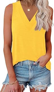 EyMuse Women Tank Tops V Neck Summer Sleeveless Tunic Casual Basic Shirts Real Tees Classic Cute Fashion Clothes