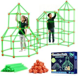 Tiny Land Glow Fort Building Kit for Kids Ages 4-12, STEM Building Toy | 86 Rods & 44 Balls, Build Forts, Tunnels & Castles, Indoor/Outdoor Play, Storage Bag, STEM Gift for Kids