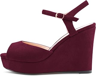 Castamere Women's Block Chunky High Wedge Platform Heel Open Toe Strappy Ankle Sandals Slingback Buckle Classic 10CM Heels