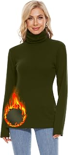 H HIAMIGOS Womens Turtleneck Long Sleeve Top Fleece Lined Sweatshirt Lightweight Ultra Soft Base Layer