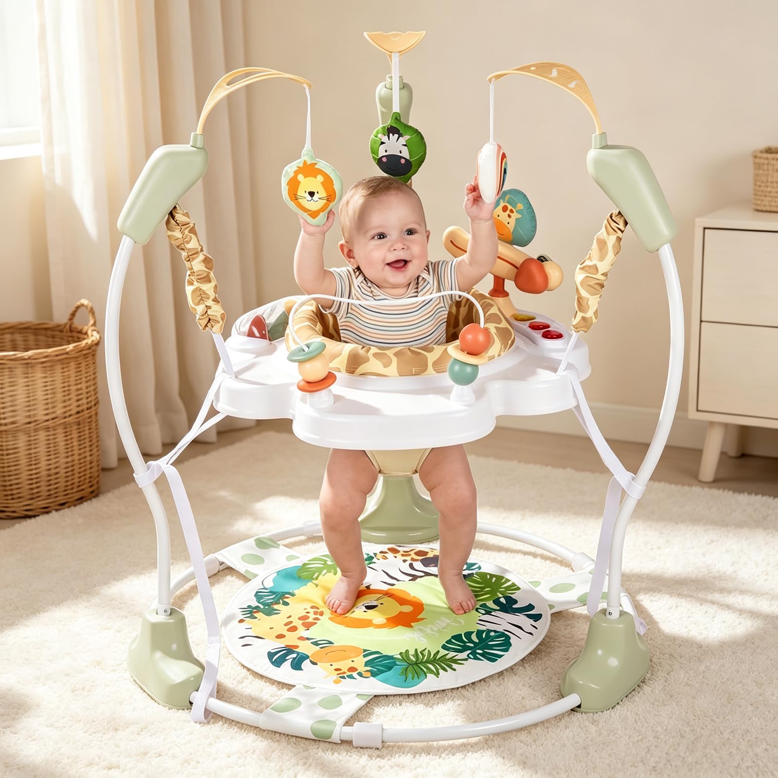 3-in-1 Baby Bouncer and Jumper, Baby Activity Center with Music&amp;Light,6+M | 