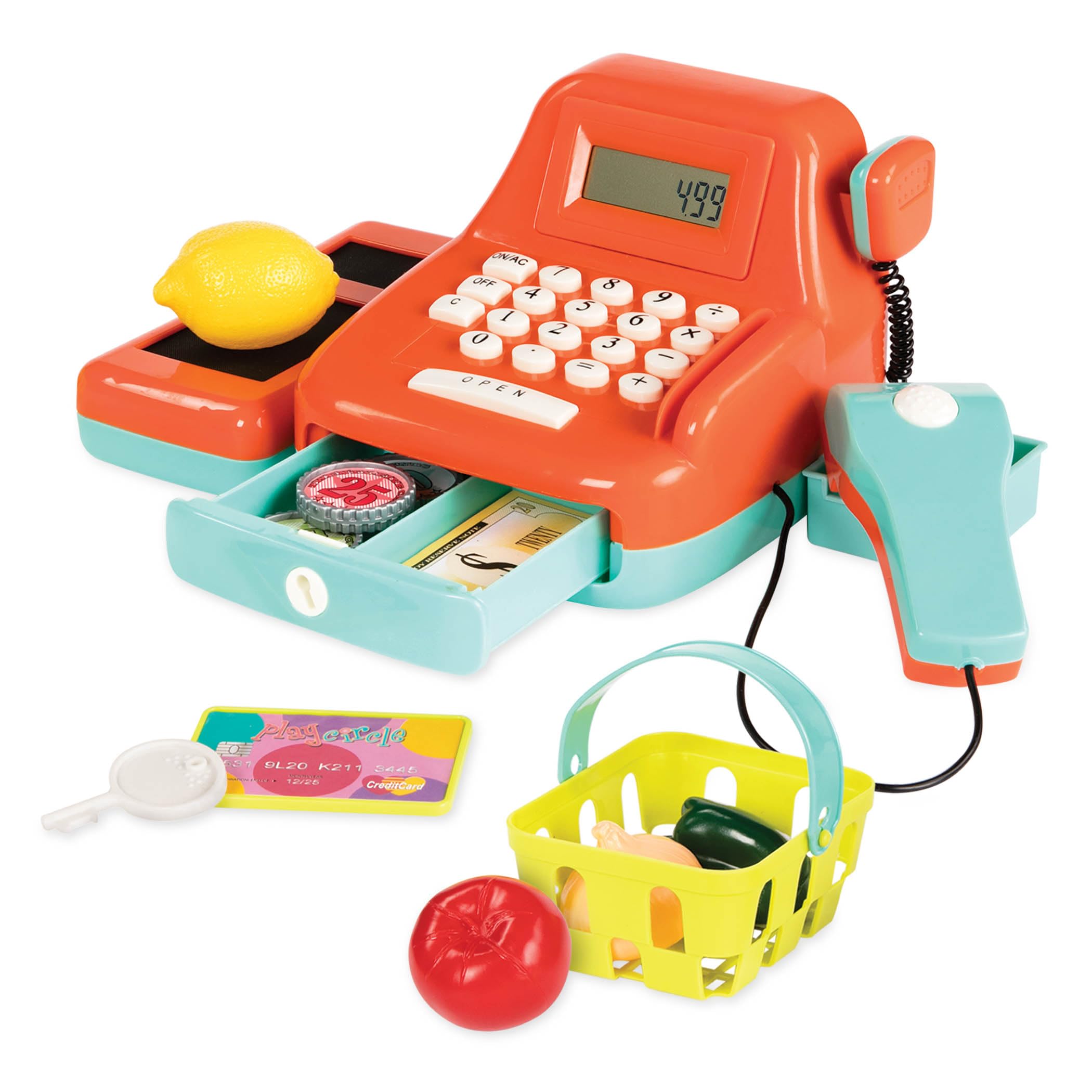 Battat Kids Cash Register with Scanner & Sounds, 26-Piece Set Pretend Play | Pre