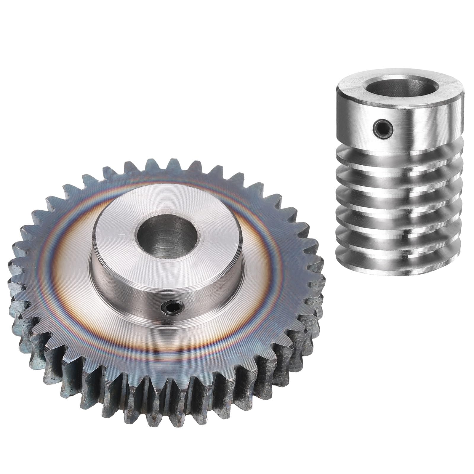 uxcell #45 Steel Worm Gear Set 40T 1.5 Mod 40:1 Reduction Rate,12/15mm Bore | Ri