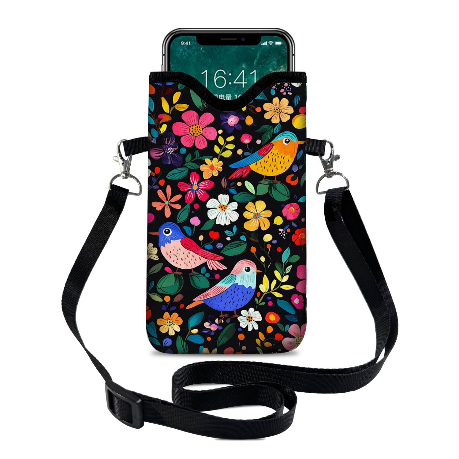 otilil Neoprene Cell Phone Sleeve Pouch Case Bag with Crossbody Strap Neck Lanya