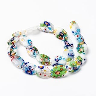 1Strand 65Pcs Handmade Millefiori Lampwork Glass Beads 6x3mm Flat Round Mosaic Beads Flower Loose Spacer Bead Aesthetic Charm Bead for DIY Necklace Bracelet Earring Jewelry Making Mixed Color
