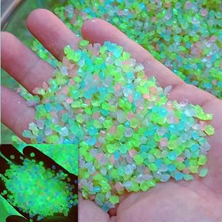 2000pcs Luminous Sand Rocks 3-5mm 50g/bag Fluorescent Decorative Stones for Walkways Flower Bed Edges Pot Filler Home Park Aquarium Crafts