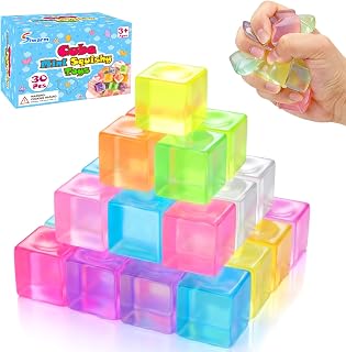 Siwarm 30 Pack Mini Cube Squishy Fidget Toys for Kids and Adults | Mini Stress Cube Squeeze Toys, Sensory Toys, Anxiety Relief, Treasure Box Toys Classroom Prizes, Party Favors
