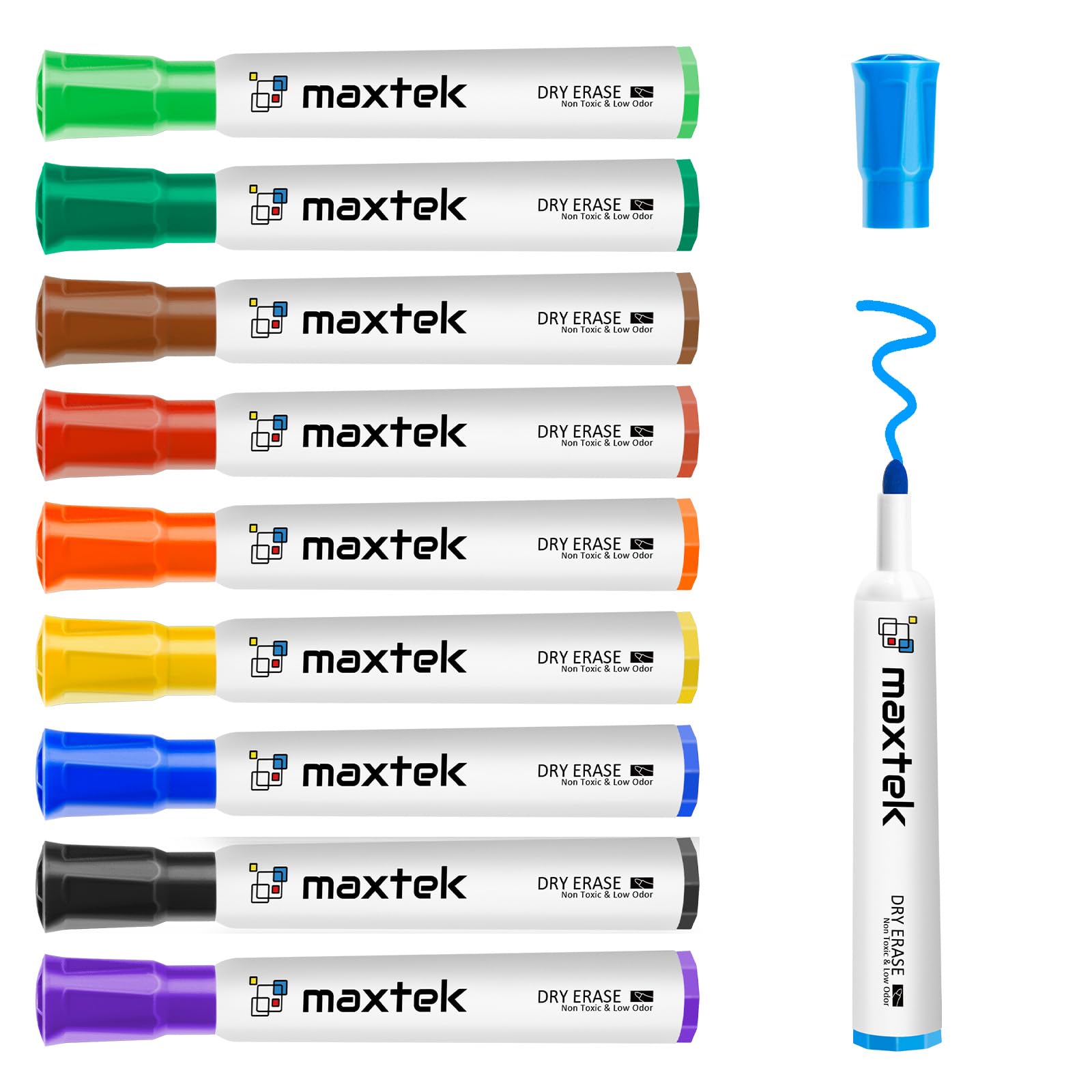 maxtek Whiteboard Markers Bullet Tip, Dry Wipe Pens for White board Flip Chart, 