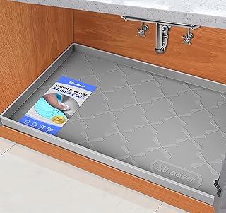 SIKADEER Waterproof Under Sink Mat 34" x 22", Silicone Mat Kitchen liner | BPA-Free Silicone Tray with Raised Lip Protect Cabinets from Leaks, Versatile Home Organizer for Bathroom, Pets, Boots, Floor