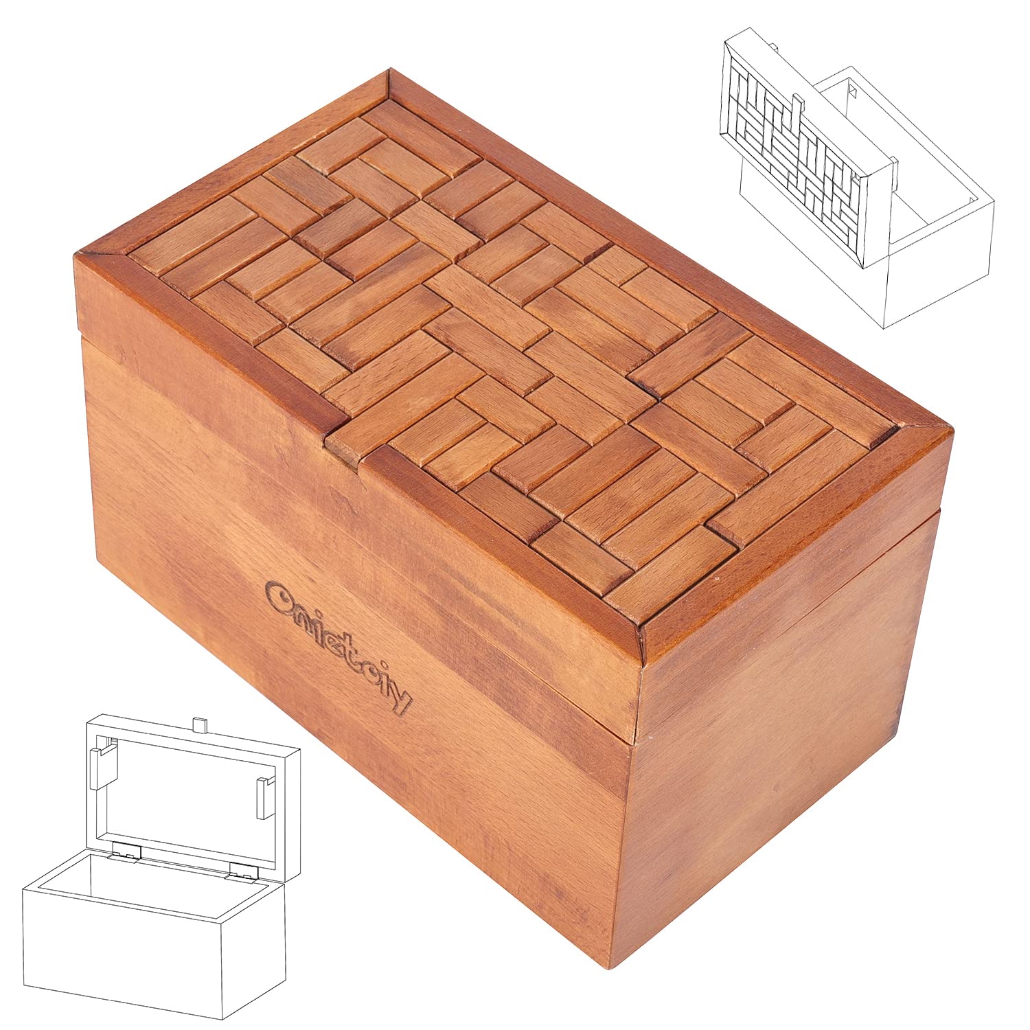 Mystery Box - Onietoiy Wooden Puzzle Box, Prank Puzzles for Adults & Kids