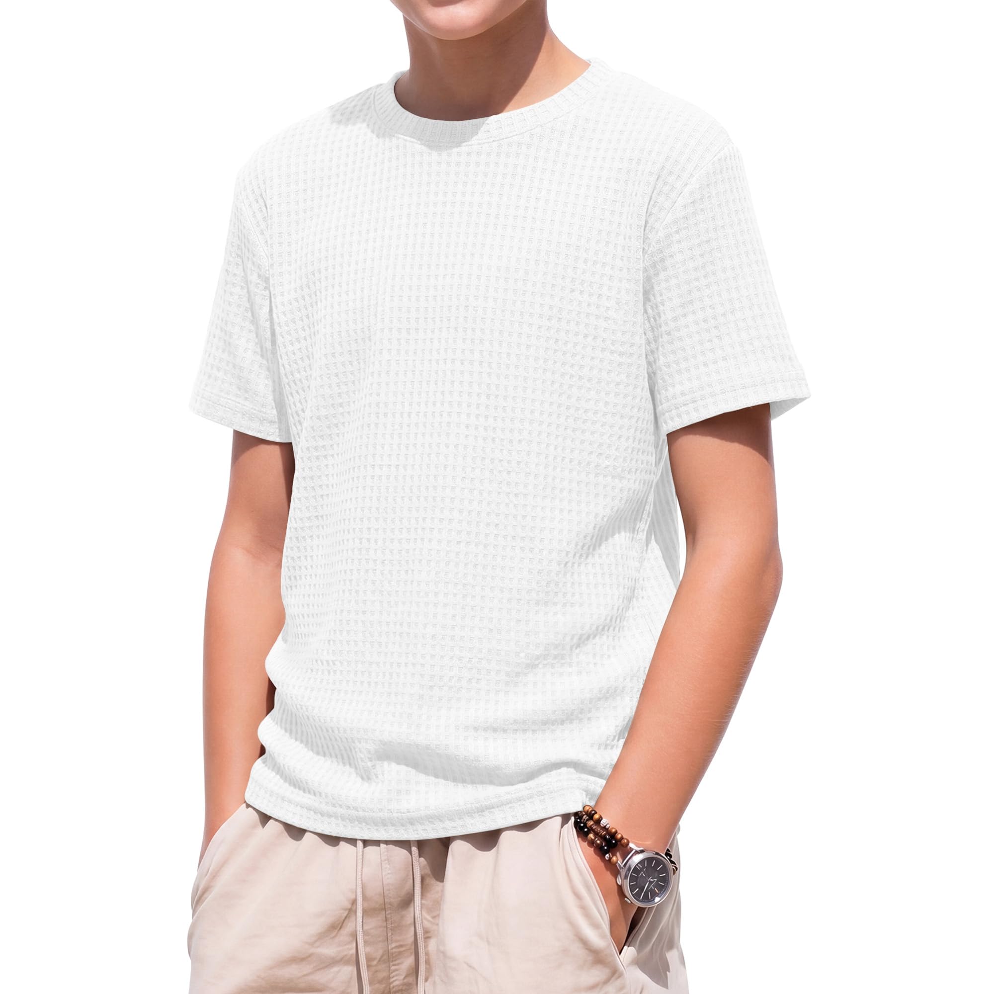 Halfchet Boys T-Shirts Kids Summer Waffle Tops