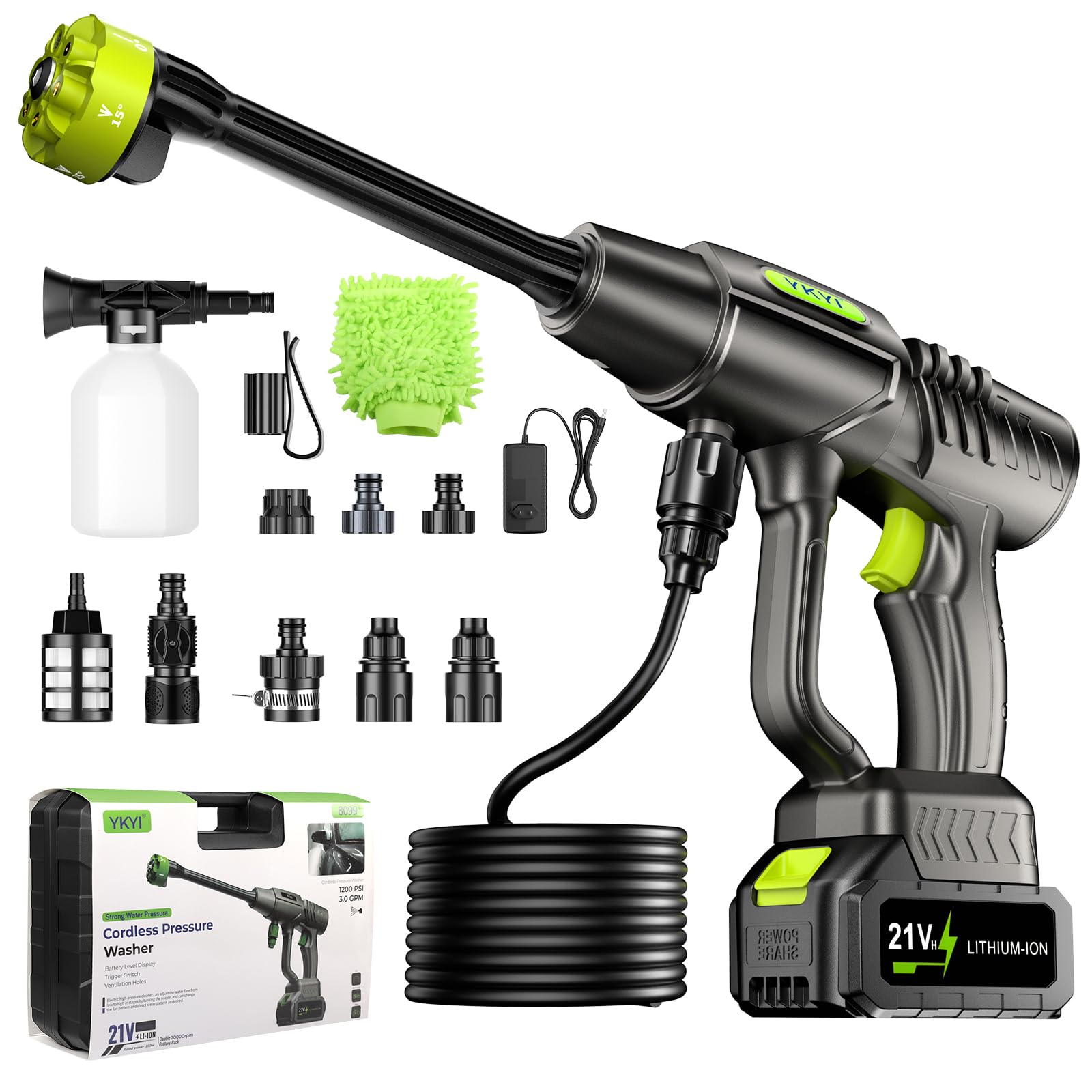 YKYI Cordless Pressure Washer, 1200 PSI Portable Handheld Power Washer | 30 Pres