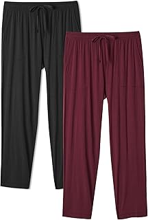 DAVID ARCHY Mens Pajama Pants Bamboo Rayon Lightweight Knit Sleep Bottoms, Soft Lounge Pants with Pockets PJs, 2 Pack
