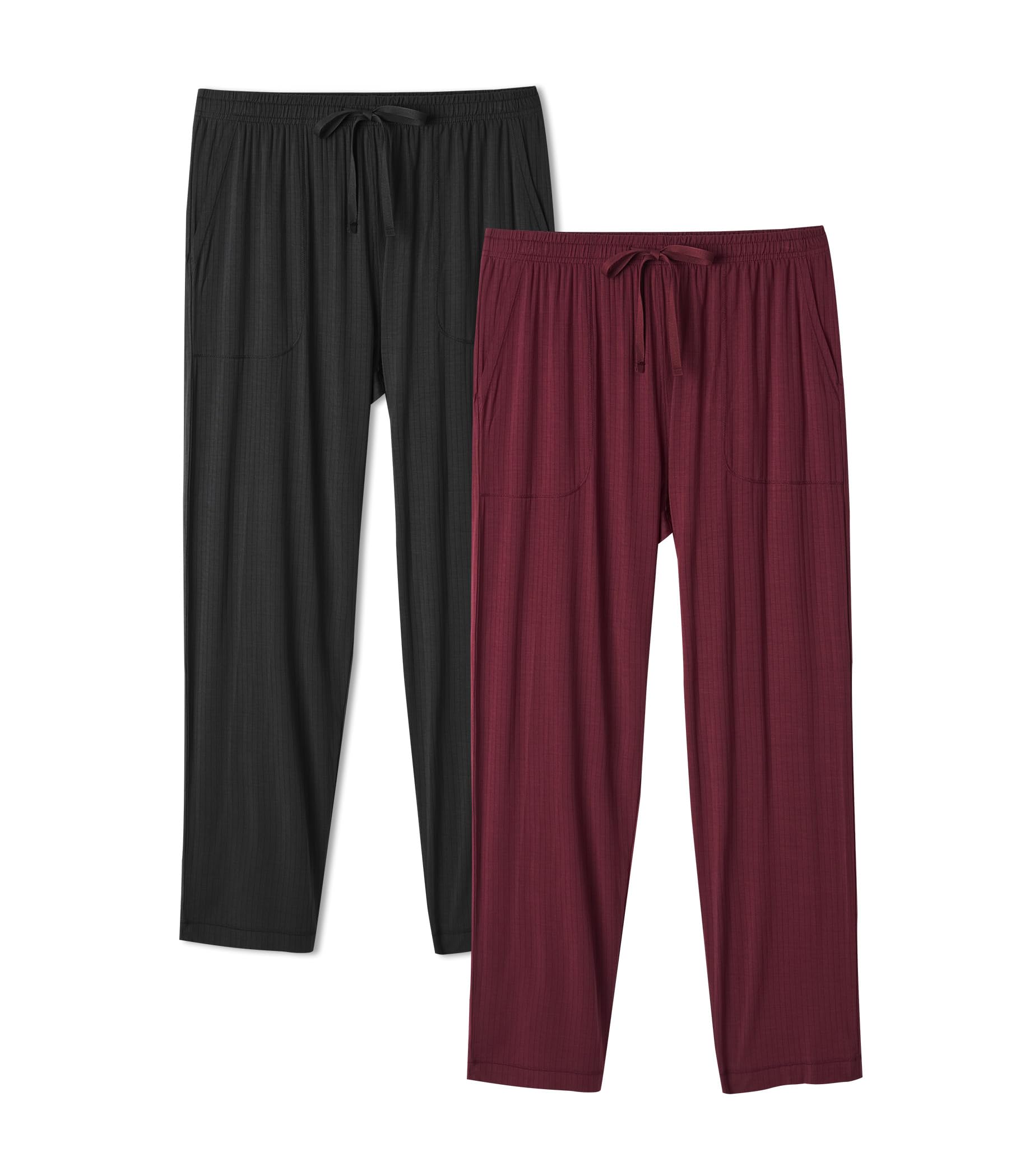 DAVID ARCHY Mens Pajama Pants Bamboo Rayon Lightweight Knit Sleep Bottoms, Soft 