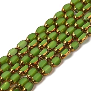 About 48pcs Oval Faceted Glass Beads Gold Plated Electroplated Glass Beads for Bracelet Earring Jewelry Making 7x4.5x3.5mm
