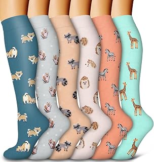 6 Pack Copper Compression Socks for Women and Men Circulation-Best Support for Medical,Running,Nursing,Athletic