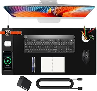 Mouse Pad with Magnetic Wireless Charging, Large Desk Mat, Non-Slip Mouse Mat, Keyboard Pad for Gaming, Desk, Office, PC