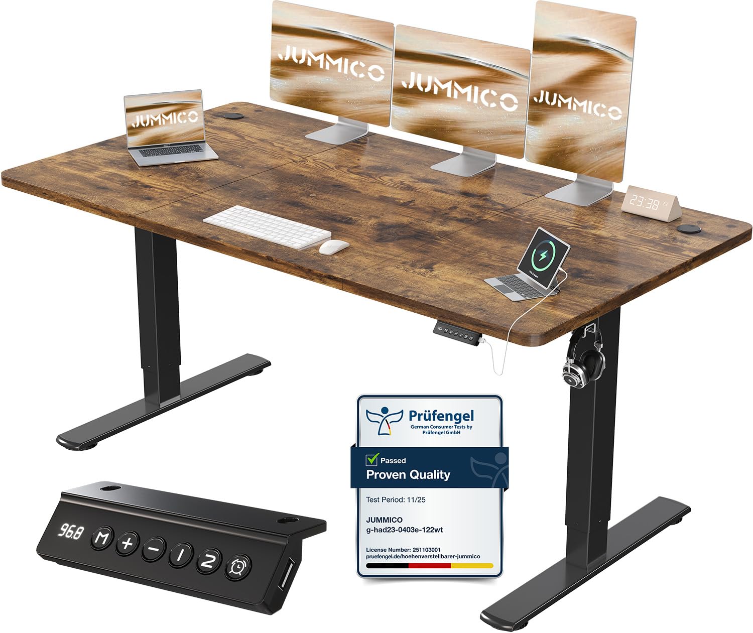 JUMMICO Electric Height Adjustable Desk, 63 x 70 cm, Panel 6 Keys with 4 Height 