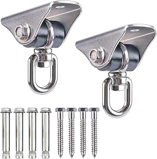 BeneLabel Heavy Duty Swing Hangers - 2 Pack Stainless Steel 360° Swivel Hooks with Screws - Rustproof, Smooth, and Quiet - for Hammocks, Porch Swings, Punching Bags