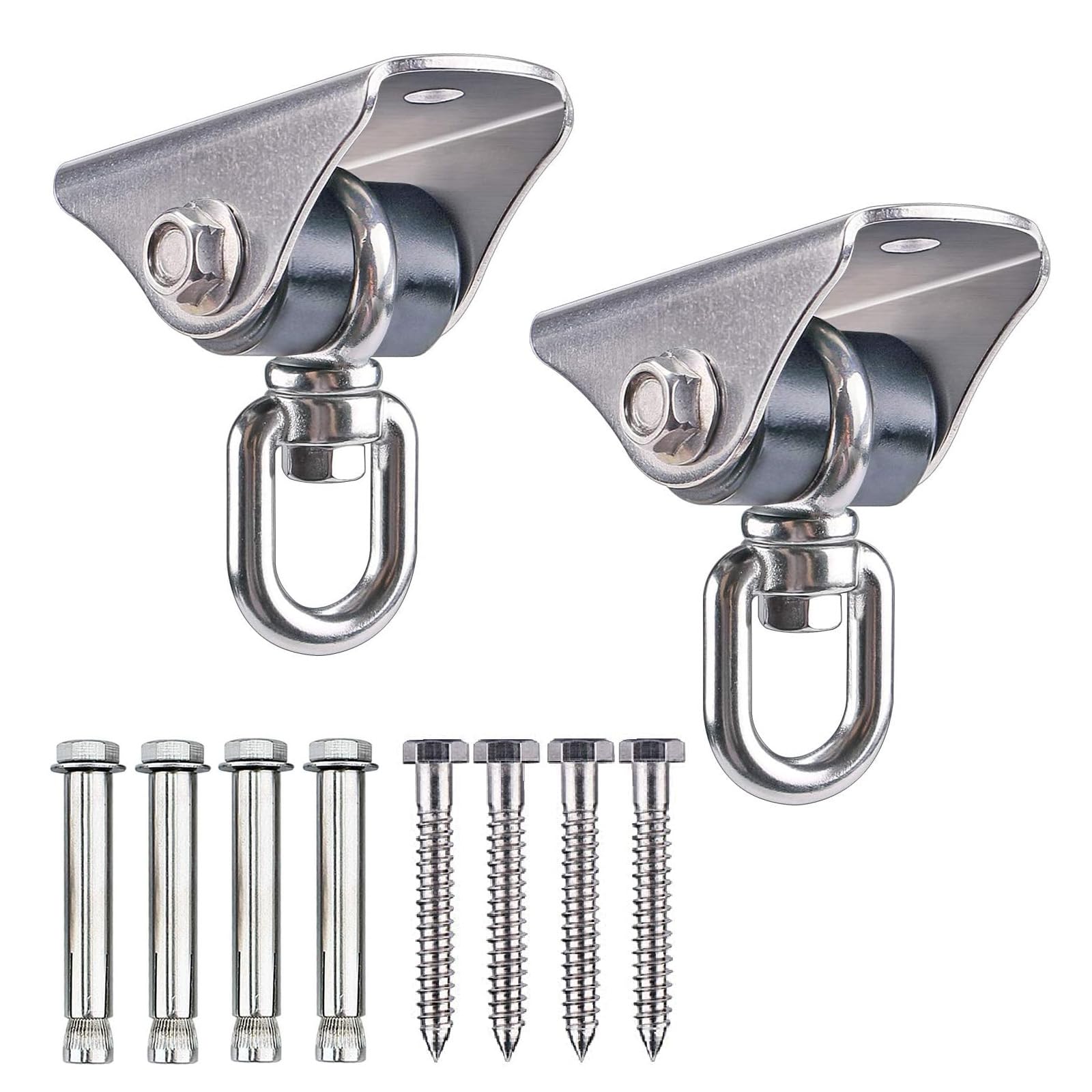 BeneLabel Heavy Duty Swing Hangers - 2 Pack Stainless Steel 360° Swivel Hooks wi